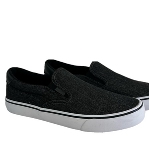 Lugz Men's Sammy Canvas Slip-on Sneaker 10 Blackish Tennis Shoe White Rubber
